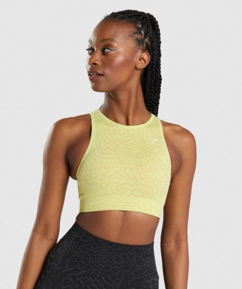 Women's Gymshark Adapt Animal Seamless Sports Bra Yellow | NZ 8QTOIF